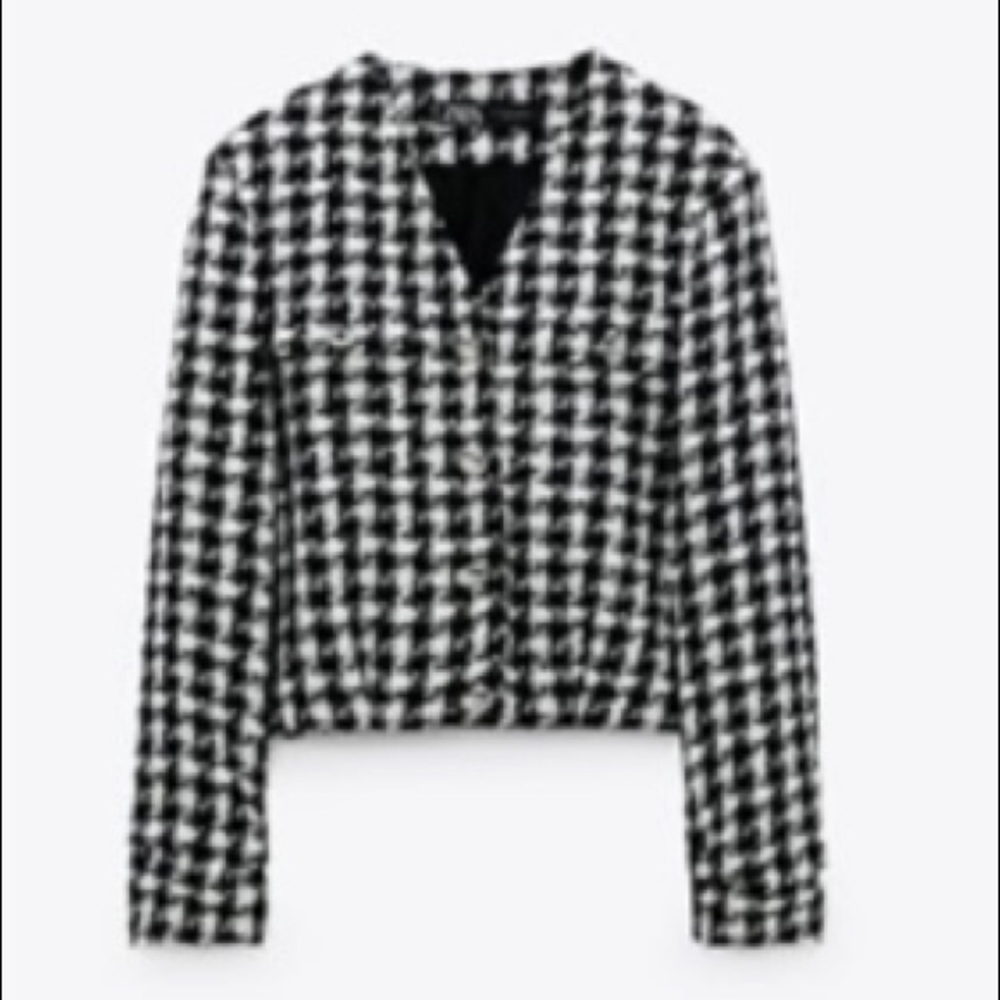 Checkered cropped blazer